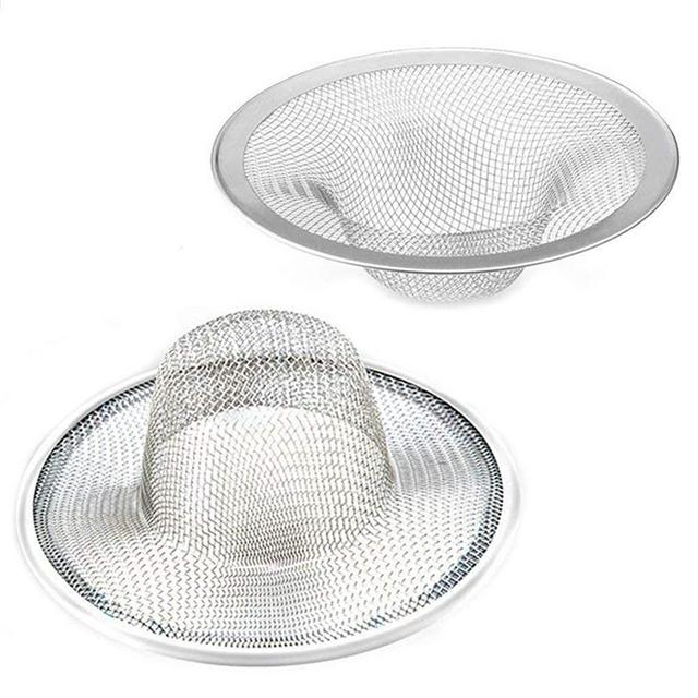 2 pcs Heavy Duty Stainless Steel Slop Basket Filter Trap, 2.75" Top / 1" Mesh Metal Sink Strainer,Perfect for Kitchen Sink/Bathroom Bathtub Wash basin Floor drain balcony Drain Hole