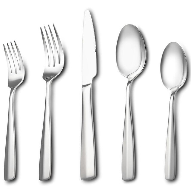 40 Piece Silverware Set for 8, Stainless Steel Cutlery Set Food Grade Flatware Set Include Knife Fork Spoon Mirror Polished Dishwasher Safe