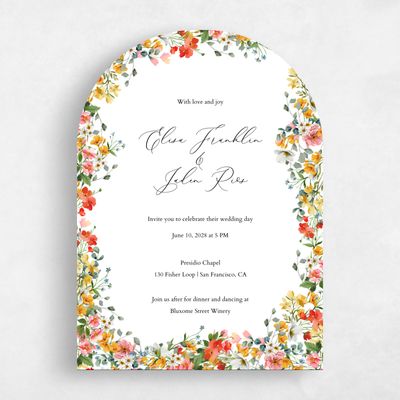 White Arch Wedding Invitation - Pourpier Portrait