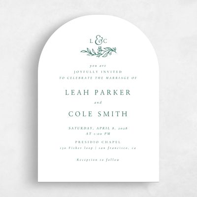 White Arch Wedding Invitation - Fiora Classic