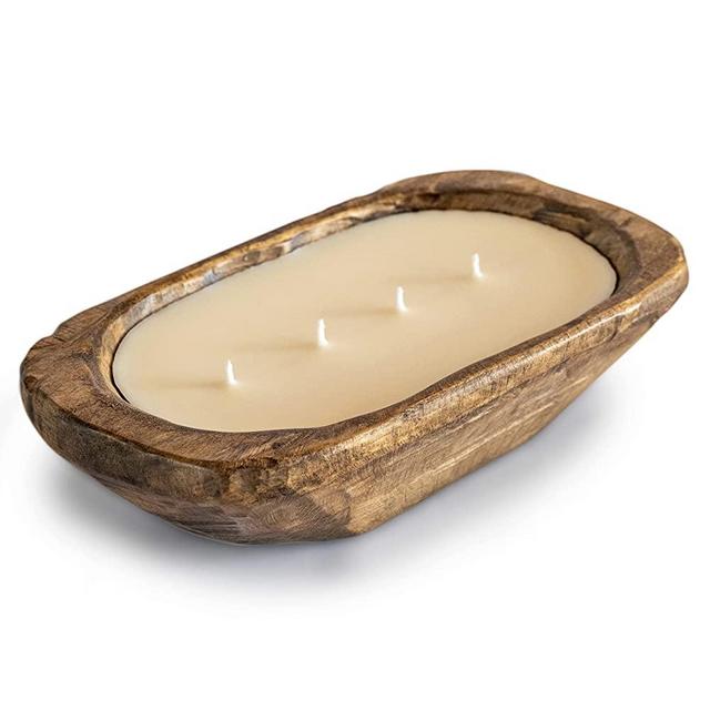 Wooden Dough Bowl Candles 10 Inch, Wooden Dough Bowl Soy Candle, Farmhouse Dough Bowl Candles for Table, Wooden Bowl Candle Boat, Wooden Candle Bowl, Bread Bowl Candle, Wood Dough Bowl Candle