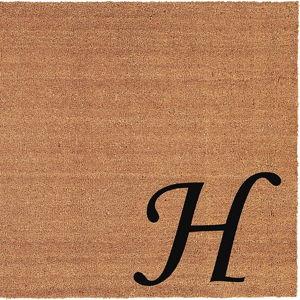 Home & More 153622436H Urban Chic Monogram Doormat (Letter H), Black/Natural, 24" x 36"