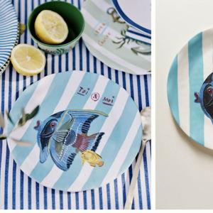 Nathalie Lete By the Sea Melamine Plate - Blue Fish
