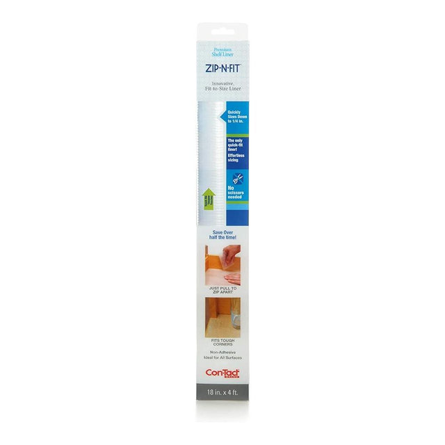 Con-Tact Brand Adhesive Zip-N-Fit Solid Grip Drawer and Shelf Non-Slip Liner, 18" x 4', Ribbed Clear, 6 Count