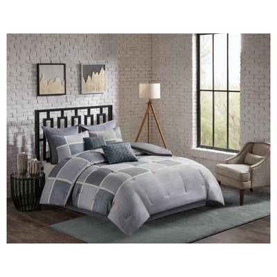 Gray Herringbone Austin Comforter Set 8pc