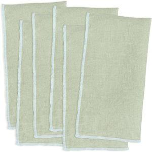 ELYN Linen Napkins, Reusable & Washable Cloth Napkins, Made with 100% European Flax Linen, Set of 6, 18 x18 inches, Soft & Elegant Dinner Napkins for All Occasions & Home Décor (Sage/Light Blue)