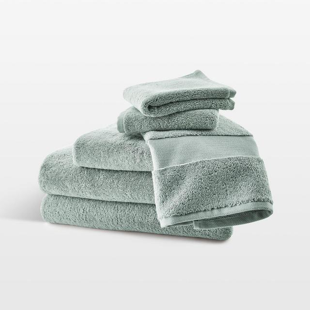 Spa Blue Organic Turkish Cotton Bath Towels, Set of 6