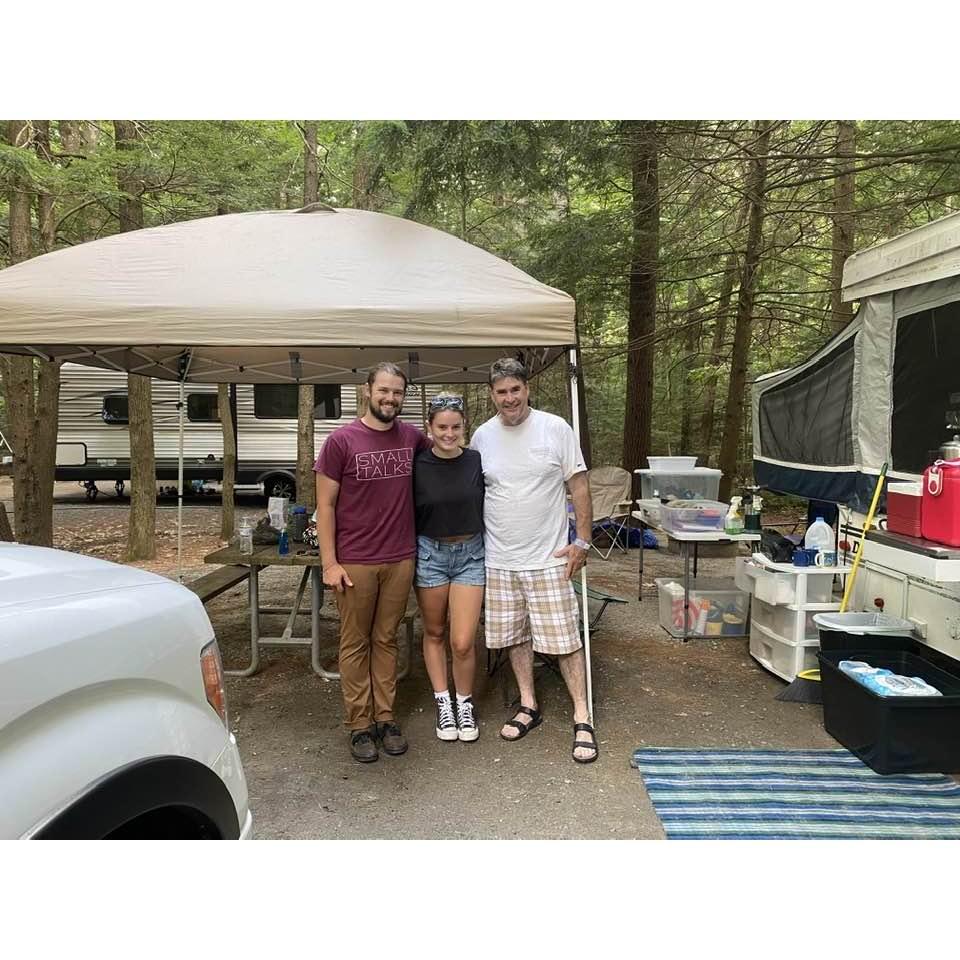 Declan, Shannon, and Phil camping at Soulfest