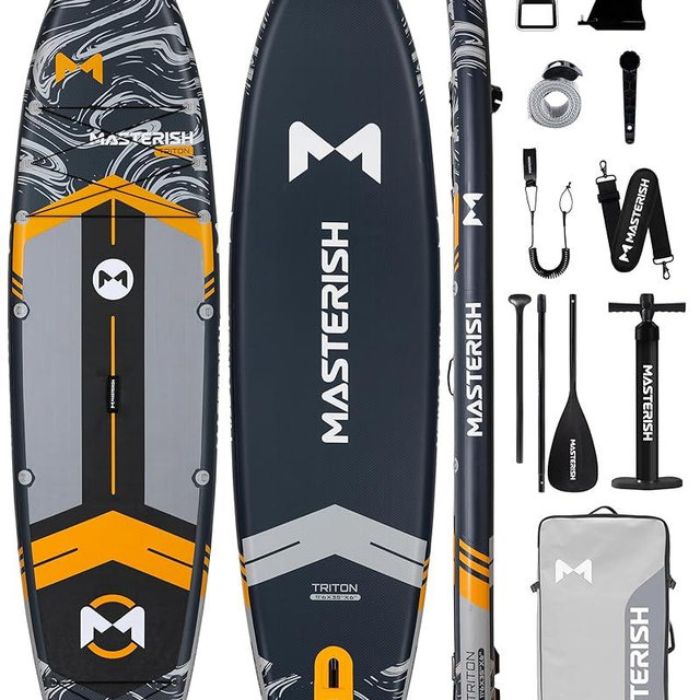 MASTERISH Extra Wide Inflatable Paddle Board 11’6 x 35’’ x 6’’, 450 LB High Weight Capacity SUP, Wide Stable Stand Up Paddle Board for Heavy People, Family & 2/3 Person, XL All-Around Paddleboard