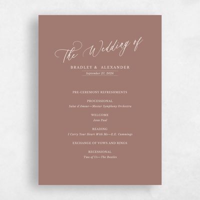 Chestnut, Brown Wedding Program - Andros