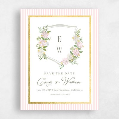 Soft Pink Wedding Save the Date - Speranza Portrait Foil