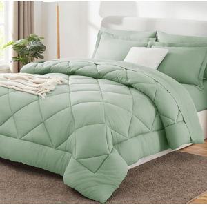 CozyLux Queen Comforter Set Sage Green - Bed in a Bag Queen Size 7 Pieces, Luxury Soft Bed Set for All Seasons, Bedding Set with Down Alternative Comforter, Sheets, Pillowcases & Shams