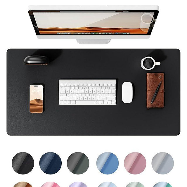 YSAGi Leather Desk Protector, Non-Slip Large Mouse Pad, Waterproof PU Laptop Mat Table Pad for Office and Home (90 x 43 cm, Black)