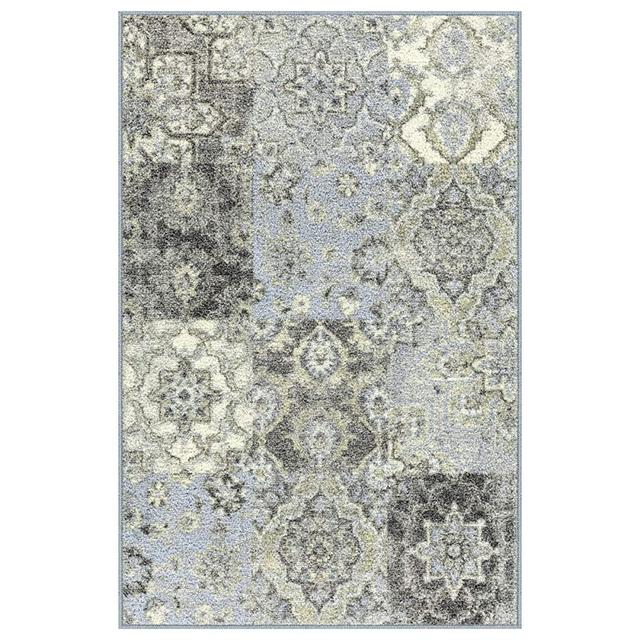 Maples Rugs Vintage Patchwork Distressed 2'6 x 3'10 Non Skid Washable Throw Rugs [Made in USA] for Entryway and Bedroom, Teal