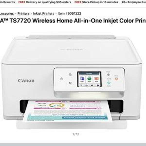 Canon PIXMA™ TS7720 Wireless Home All-in-One Inkjet Color Printer