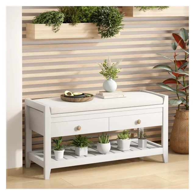 39'' 2-in-1 Entryway Cushion Shoe Bench with Storage - Tree City