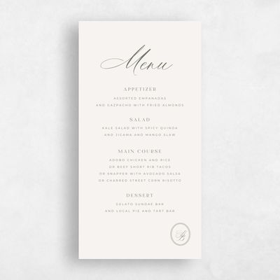 Green Standard Wedding Menu - St Anne