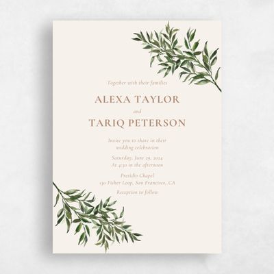 Linen, Beige Wedding Invitation - Keely Classic