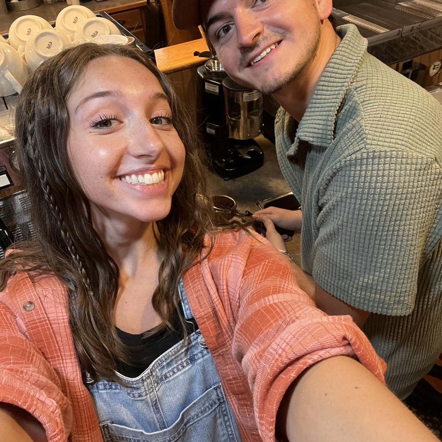 We loved being baristas together!!