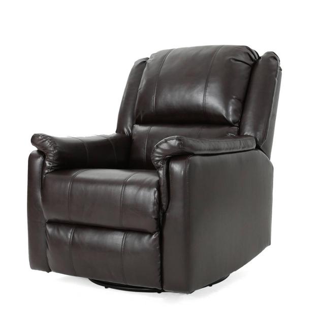 Jennette Tufted Swivel Gliding Recliner Brown Leather - Christopher Knight Home