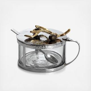 Olive Branch Condiment Container with Spoon