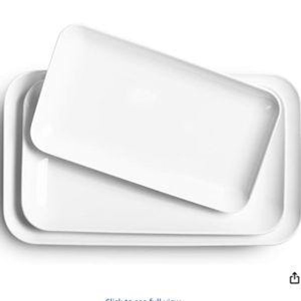 DELLING Large Serving Platter Set 16/14/12inch Large Serving Tray - Rectangular White Serving Trays for Party, Sushi, Oven Safe Dinnerware Set of 3, White