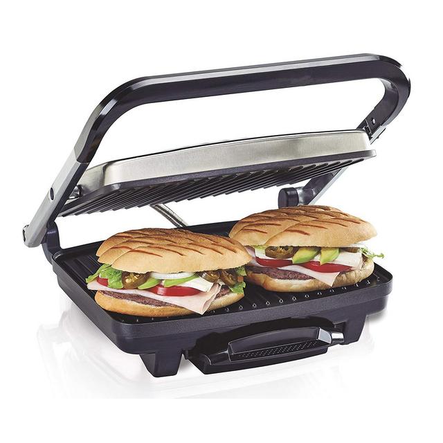 Hamilton Beach (25410) Panini Press, Sandwich Maker & Grill, Electric, 95" Cooking Surface, Stainless Steel