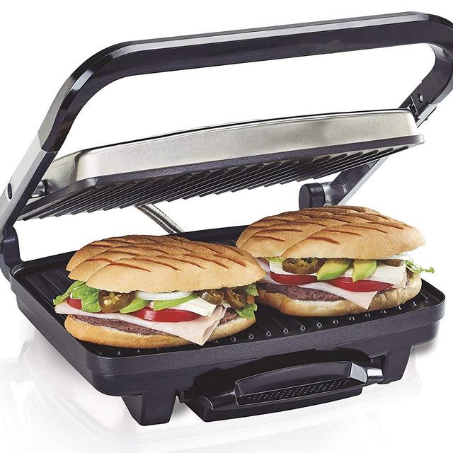 Hamilton Beach (25410) Panini Press, Sandwich Maker & Grill, Electric, 95" Cooking Surface, Stainless Steel