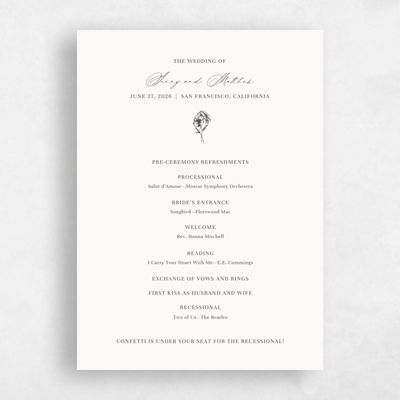 Beige Simple Wedding Program - Lyra