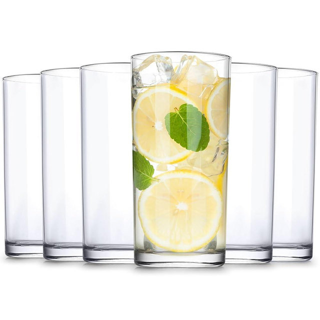 Zulay Kitchen Acrylic Glasses Drinkware - 6 Piece Unbreakable Plastic Tumblers - BPA-Free, Reusable Plastic Drinking Glasses for Home & Outdoors - Stackable, Lead-Free & Dishwasher Safe - (16 oz)