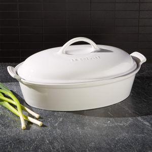 Le Creuset ® Heritage 4-Qt. White Covered Oval Casserole Dish with Lid