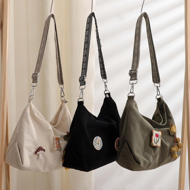 Corduroy Bag Crossbody Bag Casual Hobo Bag Shopping Bag Shoulder Bag Travel Crossbody Bag Everyday Tote,Gifts for Her,Handmade Cloth Pins