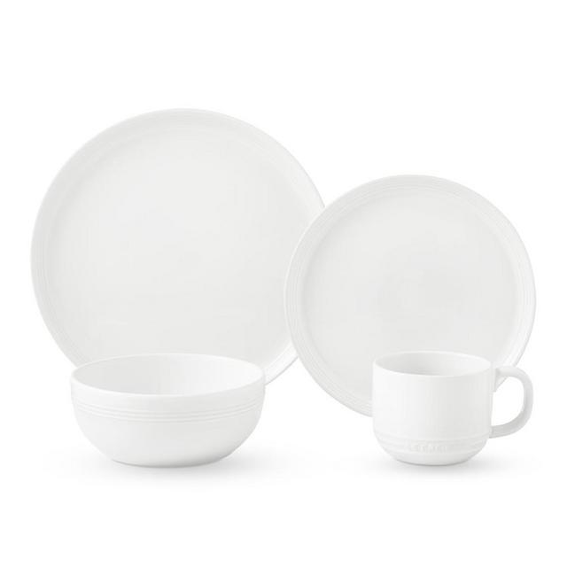 Le Creuset Coupe 16-Piece Dinnerware Set with Cereal Bowl, White