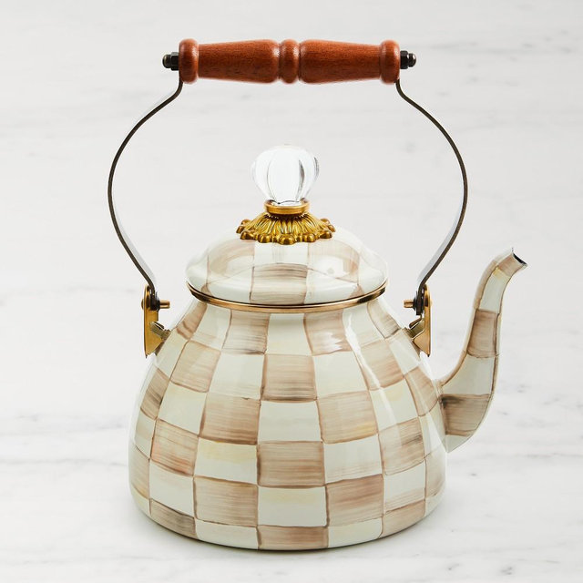 MacKenzie-Childs Mocha Check Tea Kettle, 3-Qt.