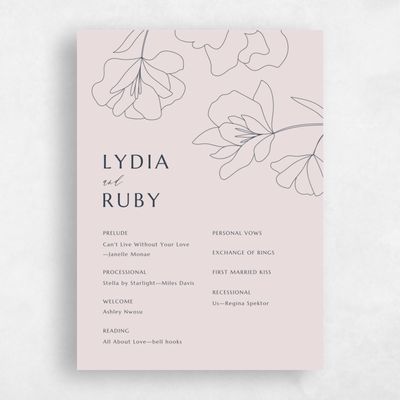 Pink Simple Wedding Program - Emeline