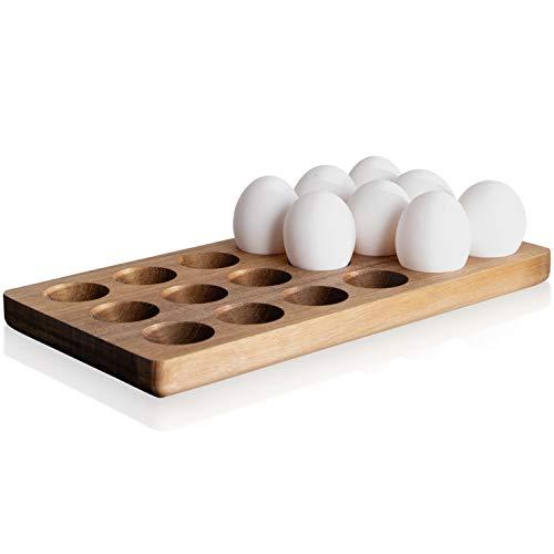 Gui's Chicken Coop Wooden Egg Tray - Rustic Wood Egg Holder For 18 Eggs Usable in Kitchen Refrigerator, Freezer, or Countertop