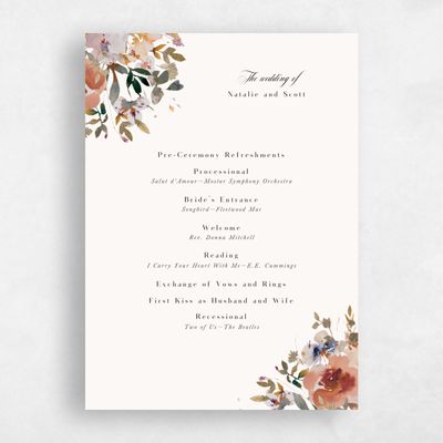 Multi-Colored Wedding Program - Fenella
