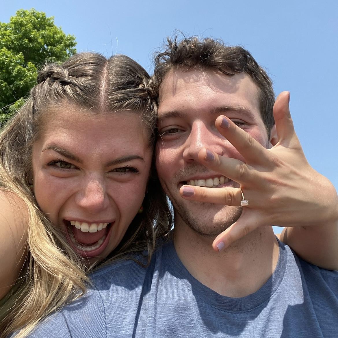 Moments after Miles proposed, May 2023