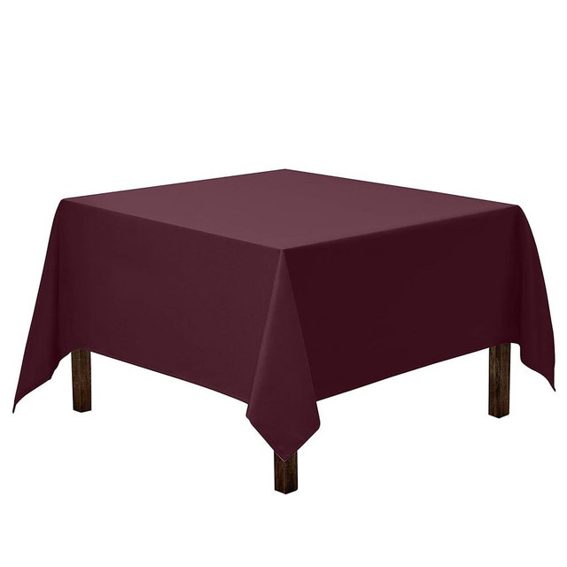 Gee Di Moda Square Tablecloth - 85 x 85 Inch Burgundy Table Cloth for Large Square or Round Tables - Heavy Duty Washable Fabric - for Buffet Table, Holiday Party, Dinner, Wedding & Baby Shower