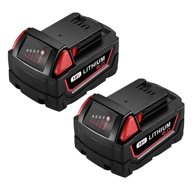 Powerextra 6.0AH Lithium Battery Replace for Milwaukee M18 Battery, Compatible with Milwaukee Battery 48-11-1850/48-11-1852/48-11-1840/48-11-1828/48-11-1820, M18 Lithium XC Battery (2 Pack)