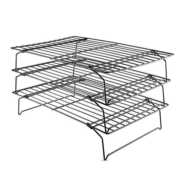 YamaziHD 3-Tier Cooling Rack, Stackable Stainless Steel Non-Stick Wire Grid Cookie Cooling Rack Baking for Bread Cake Biscuits and More