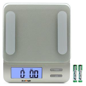 AccuWeight 207 Digital Kitchen Multifunction Food Scale for Cooking with Large Back-lit LCD Display,Easy to Clean with Precision Measuring,Tempered Glass (Silver)