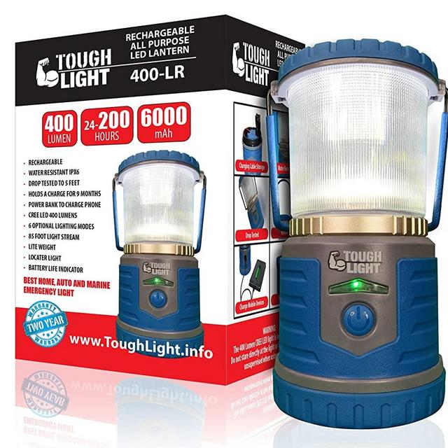 Tough Light LED Rechargeable Lantern - 200 Hours of Light from a Single Charge, Longest Lasting on Amazon! Camping and Emergency Light with Cell Phone Charger - 2 Year Warranty