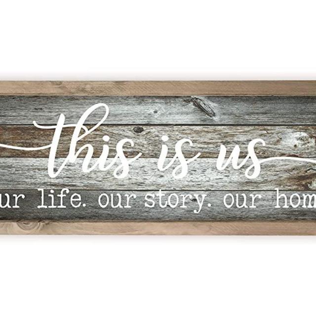 This is Us Our Life Our Story Our Home Rustic Wood Wall Sign 6x18 (Gray with Frame)