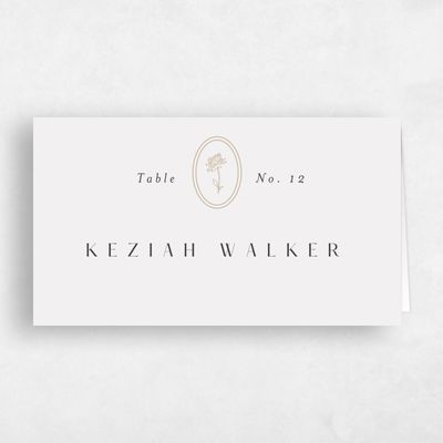 Tan, Beige Wedding Place Card - Gemma