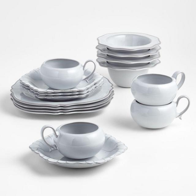 Lira 16-Piece White Porcelain Dinnerware Set
