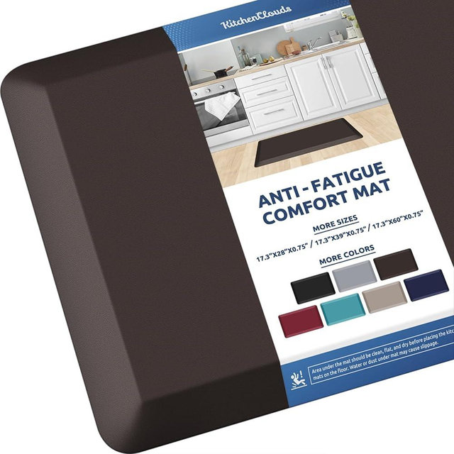 KitchenClouds Kitchen Mat Cushioned Anti Fatigue Kitchen Rug Non Slip Standing Mat Comfort Floor Mats for Sink Office (17.3"x60"- 0.75inch)