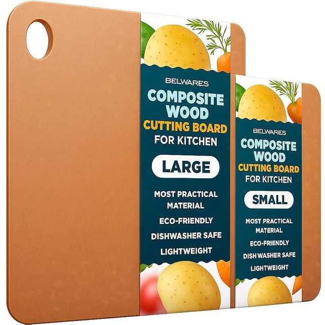 Dishwasher Safe Cutting Boards for Kitchen - Large (14.5 x 11.25") and Small (11.5 x 9") Composite Cutting Board Set - Thin, BPA Free & Eco-Friendly Chopping Boards