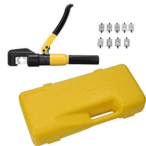 10 Ton Hydraulic Wire Battery Cable Lug Terminal Crimper Crimping Tool Total 9 Dies for Crimping wires and butt connectors
