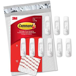 Command Medium Utility Hooks, 9-Hooks, 12-Strips (GP001-9NA) - Easy to Open Packaging